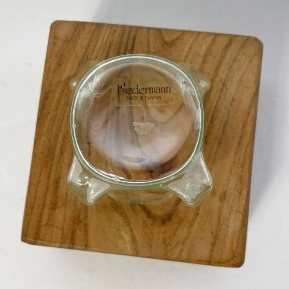 Vintage Biedermann Clear Glass Folded Handkerchief Votive Glass